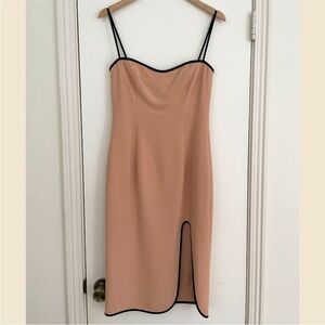 Black Halo peach with black trim Dalai sheath dress with cut-out